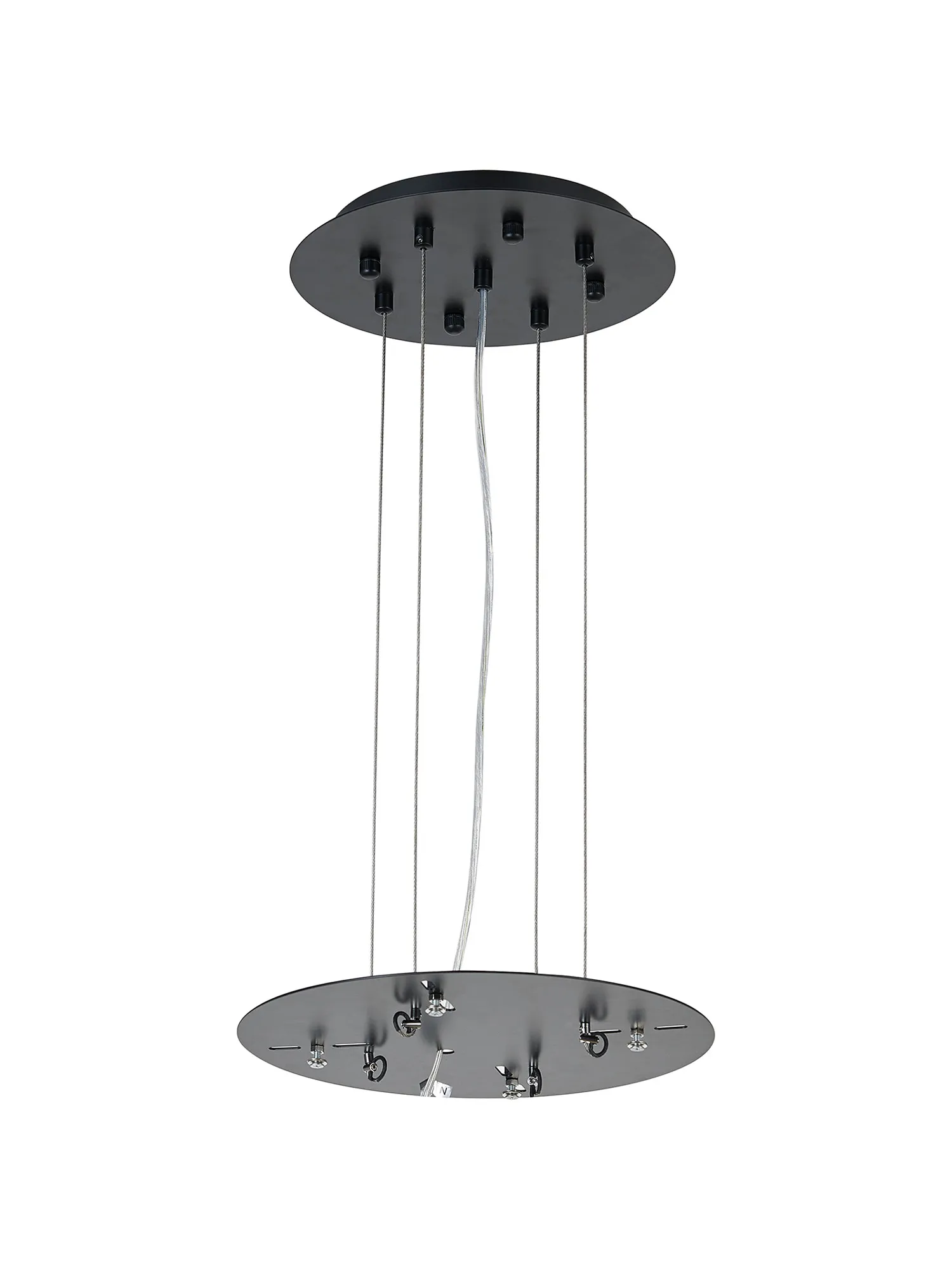 D0931BL/MBK  Lowan 290mm, 3m Suspension Plate c/w Power Cable To Lower Flush Fittings, Satin Black/Matt Black Max Load 40kg (ONLY TESTED FOR OUR RANGE OF PRODUCTS)